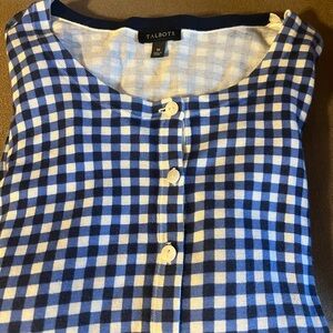 Talbots M Charming Navy Gingham Lightweight Cardigan